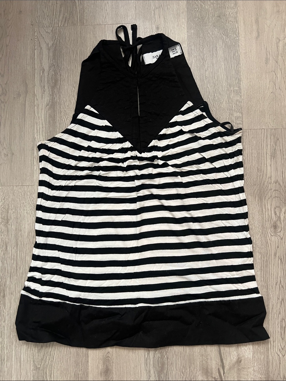 Zara Black and White Striped Halter Top